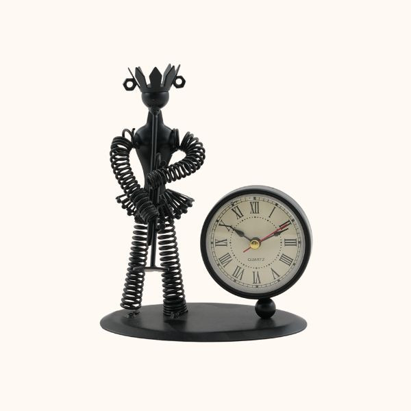 Vintage Iron Wall Clock Featuring a Warrior Design, Perfect for Both Home and Office